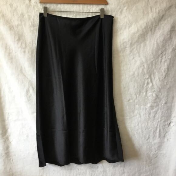 Calvin Klein Dresses & Skirts - Calvin Klein Black Satin Maxi Flare Skirt with Side Zipper